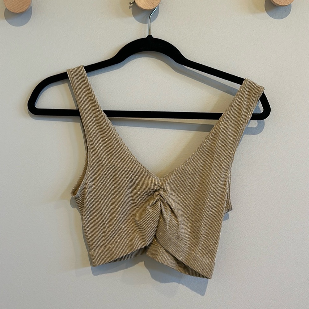 Glassons sparkly ribbed gold crop top